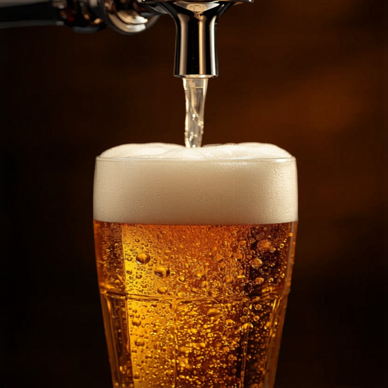 Frisch gezapftes Bier vom Zapfhahn